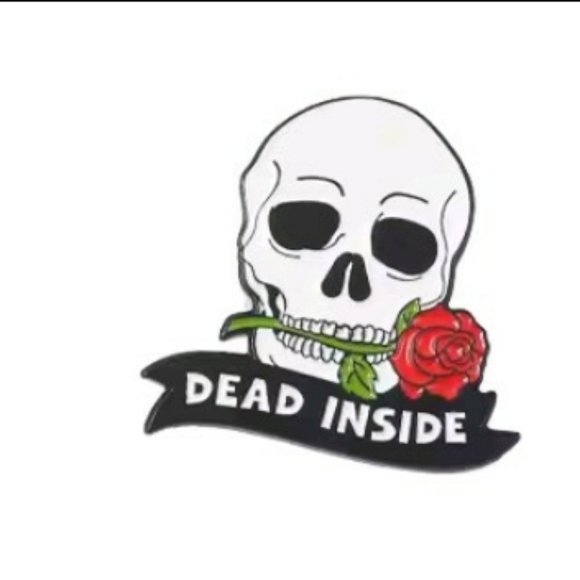 2/$10 Skull with Rose Enamel Pin - Picture 1 of 2